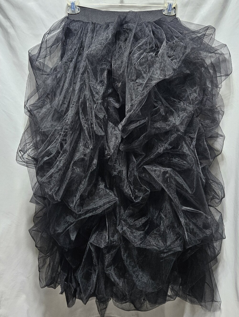 NWT Black Dramatic Tiered Tulle Ruffle Maxi Skirt Gothic Fairy Grunge Coquette S